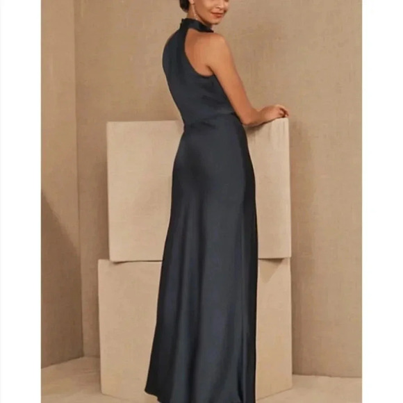 NWT Anthropologie BHLDN Esme Satin l Dress Long Wedding Guest Cocktail Black 8 - Picture 3 of 11